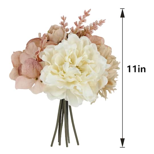 11" Pink Peony & Cream Rose Mix Bouquet by Ashland®
